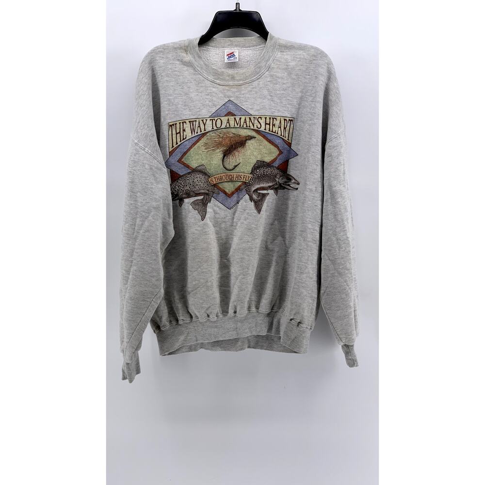 JERZEES Women's Gray Vintage Graphic Sweatshirt SZ 2X